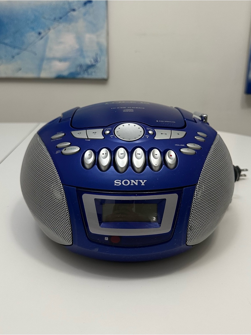 Sony CFD-E75 Blue CD Cassette Radio Player Portable Boombox Stereo TESTED